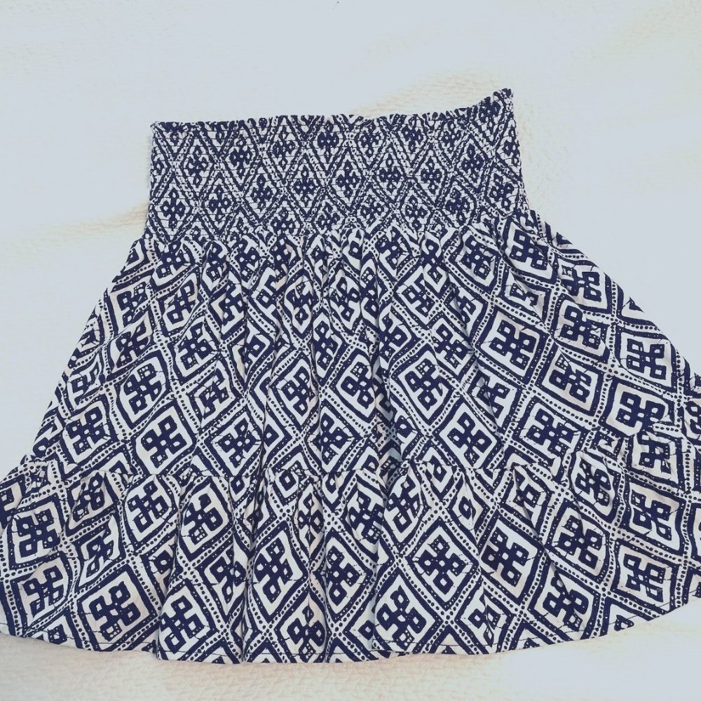 Blue and White Mini Skirt
